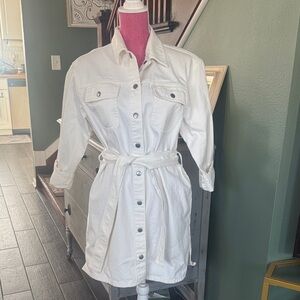 Coach White Belted Jean Dress